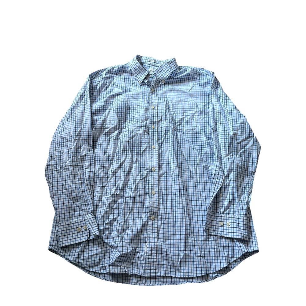 Peter Millar Nanoluxe Shirt Mens XXL Blue Check Button Down Long Sleeve